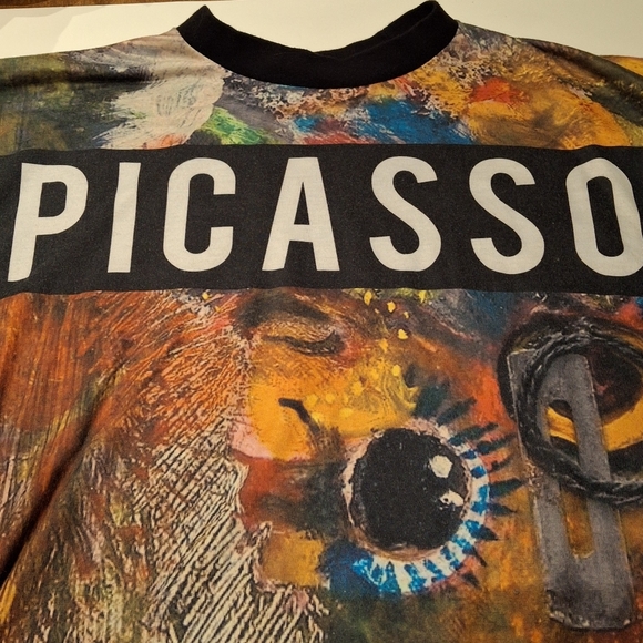 Effection Women's Black Colorful Picasso Short Sleeve Crew Neck Tee XL - Picture 3 of 8
